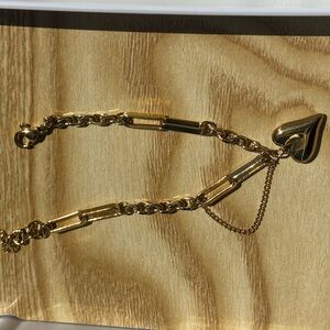 *New* Elegant titanium Gold Chain Bracelet with Heart Charm.